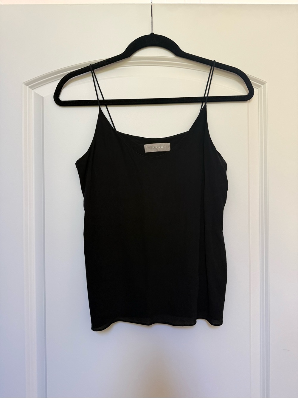 Everlane Double Lined 100% Silk Cami Black Spaghetti Strap Tank Top Size 2